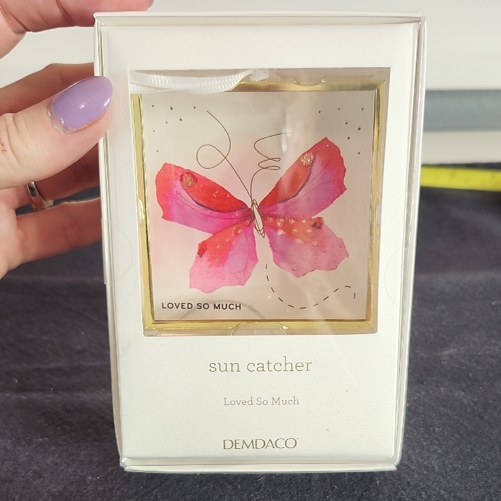 Elisabeth Hays Demdaco Pink & Gold Butterfly Window Sun Catcher "Love So Much"